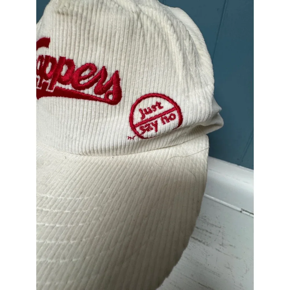 Vintage‎ Trappers Just Say No Corduroy Snapback Hat True Value Cream Red Hat